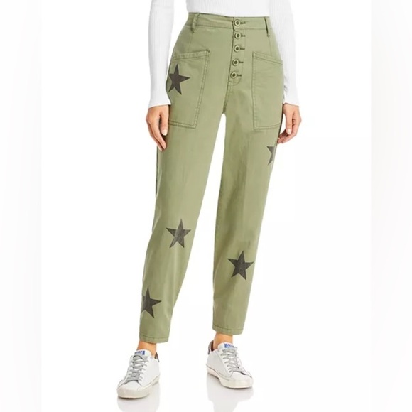 Pistola Tammy High Waist Star Print Trousers 26 Exposed Button Pants Relaxed Fit - Picture 1 of 11
